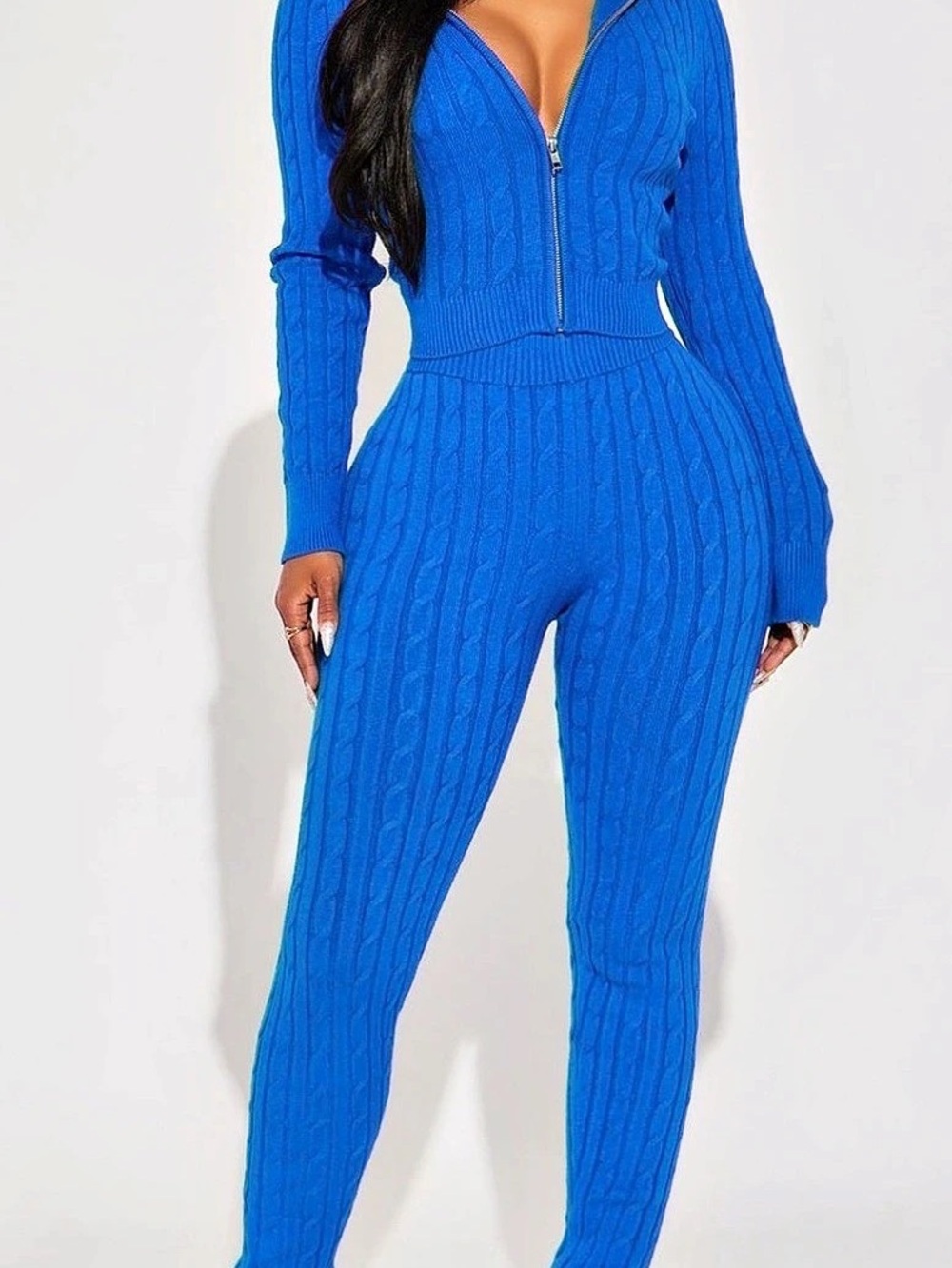 Fashion Nova Rylee Sweater Legging Set Blue